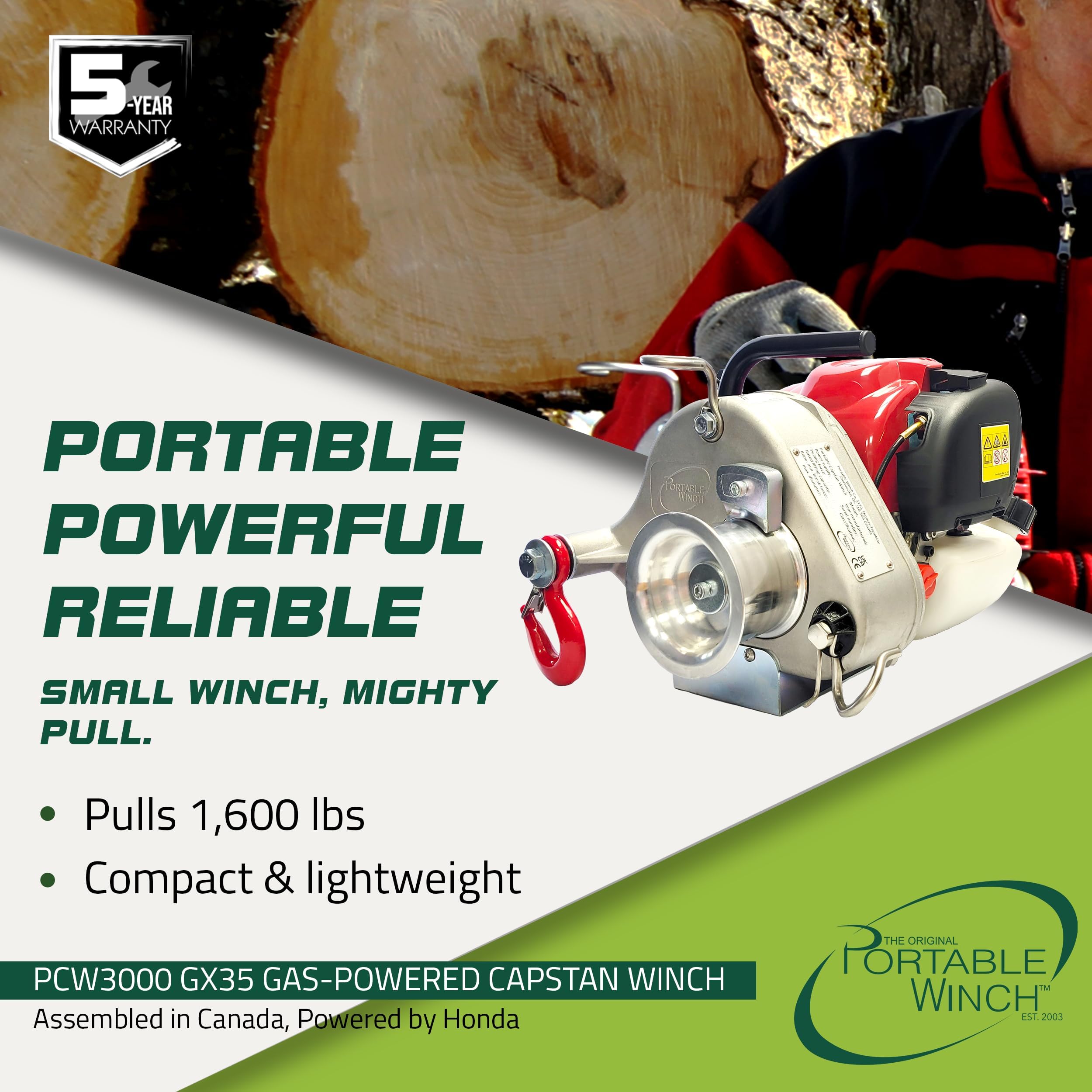 ホンダ　エンジン　ウィンチ　pcw3000 並行輸入品】ポータブルウインチ PCW3000 小型ホンダエンジン搭載
